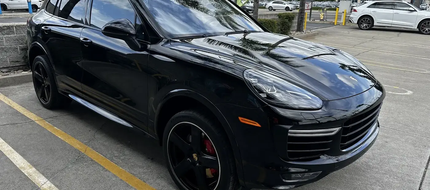 Black Porsche Cayenne after exterior correction