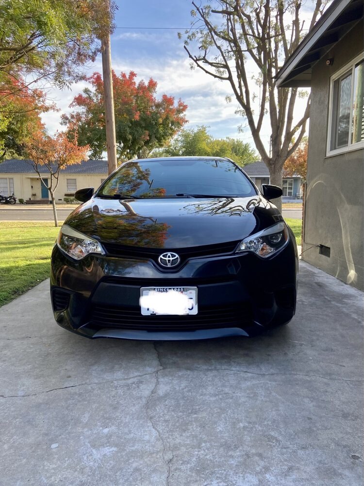Finished black Corolla viewed from the front